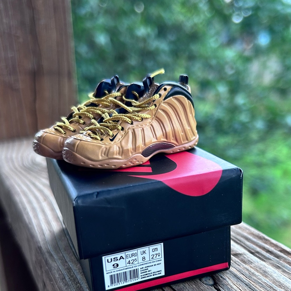 Mini Nike Gold Foamposite Style Sneakers - Collectable